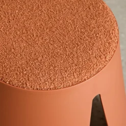 Set of 2 stackable children's stools in polypropylene and textured boucle