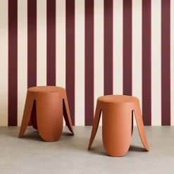 Set of 2 stackable children's stools in polypropylene and textured boucle