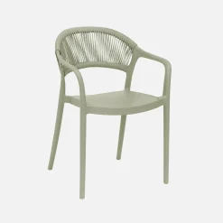 Set of 4 stackable garden chairs with rope effect