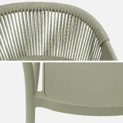 Set of 4 stackable garden chairs with rope effect