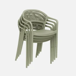 Set of 4 stackable garden chairs with rope effect