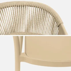 Set of 4 stackable garden chairs with rope effect