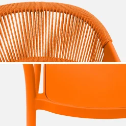 Set of 4 stackable garden chairs with rope effect