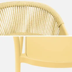 Set of 4 stackable garden chairs with rope effect