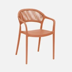 Set of 4 stackable garden chairs with rope effect