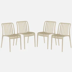 Set of 4 stackable plastic garden chairs