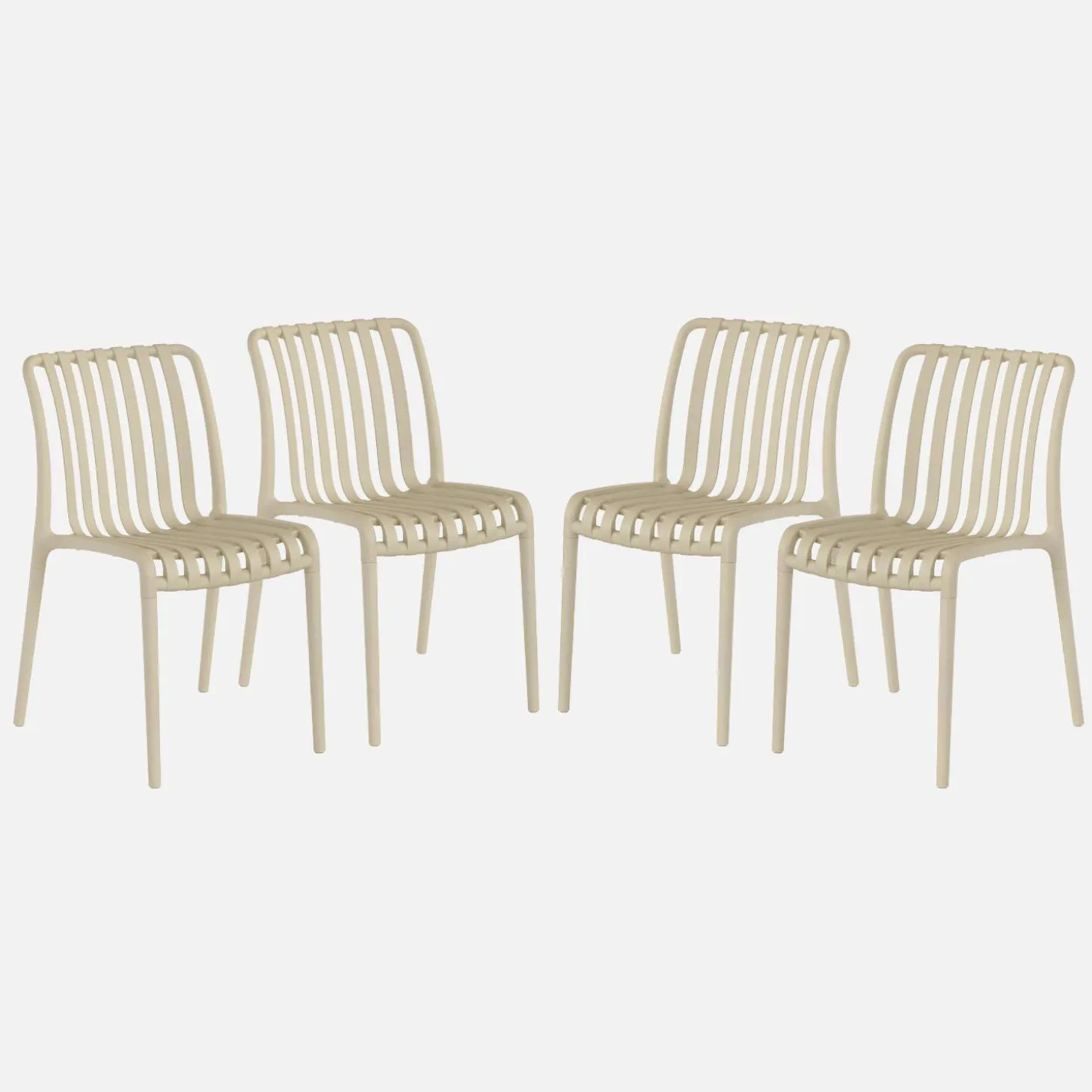 Set of 4 stackable plastic garden chairs