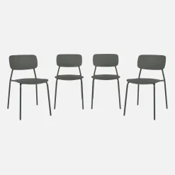 Set of 4 stackable steel and plastic garden chairs