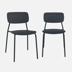 Set of 2 stackable steel and plastic garden chairs