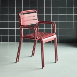 Set of 2 stackable steel garden armchairs