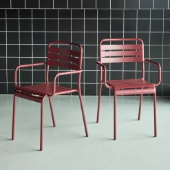 Set of 2 stackable steel garden armchairs