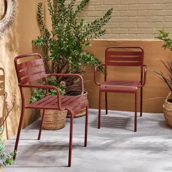 Set of 2 stackable steel garden armchairs