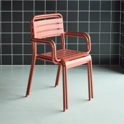 Set of 2 stackable steel garden armchairs