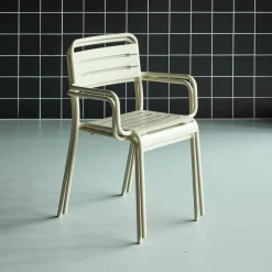 Set of 2 stackable steel garden armchairs