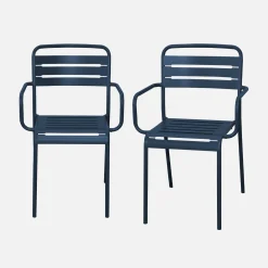 Set of 2 stackable steel garden armchairs
