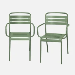 Set of 2 stackable steel garden armchairs