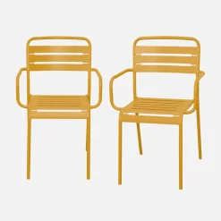 Set of 2 stackable steel garden armchairs