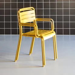 Set of 2 stackable steel garden armchairs
