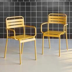 Set of 2 stackable steel garden armchairs