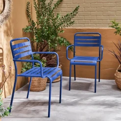 Set of 2 stackable steel garden armchairs
