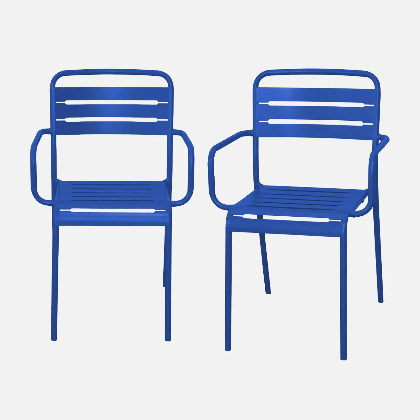 Set of 2 stackable steel garden armchairs