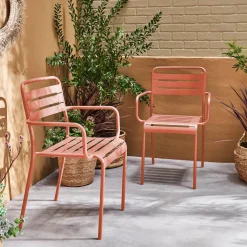 Set of 2 stackable steel garden armchairs
