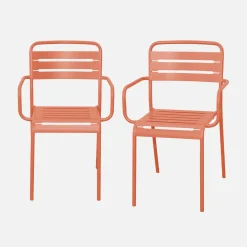 Set of 2 stackable steel garden armchairs