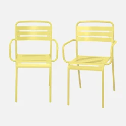 Set of 2 stackable steel garden armchairs
