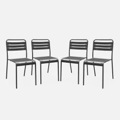 Set of 4 stackable steel garden chairs