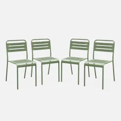 Set of 4 stackable steel garden chairs