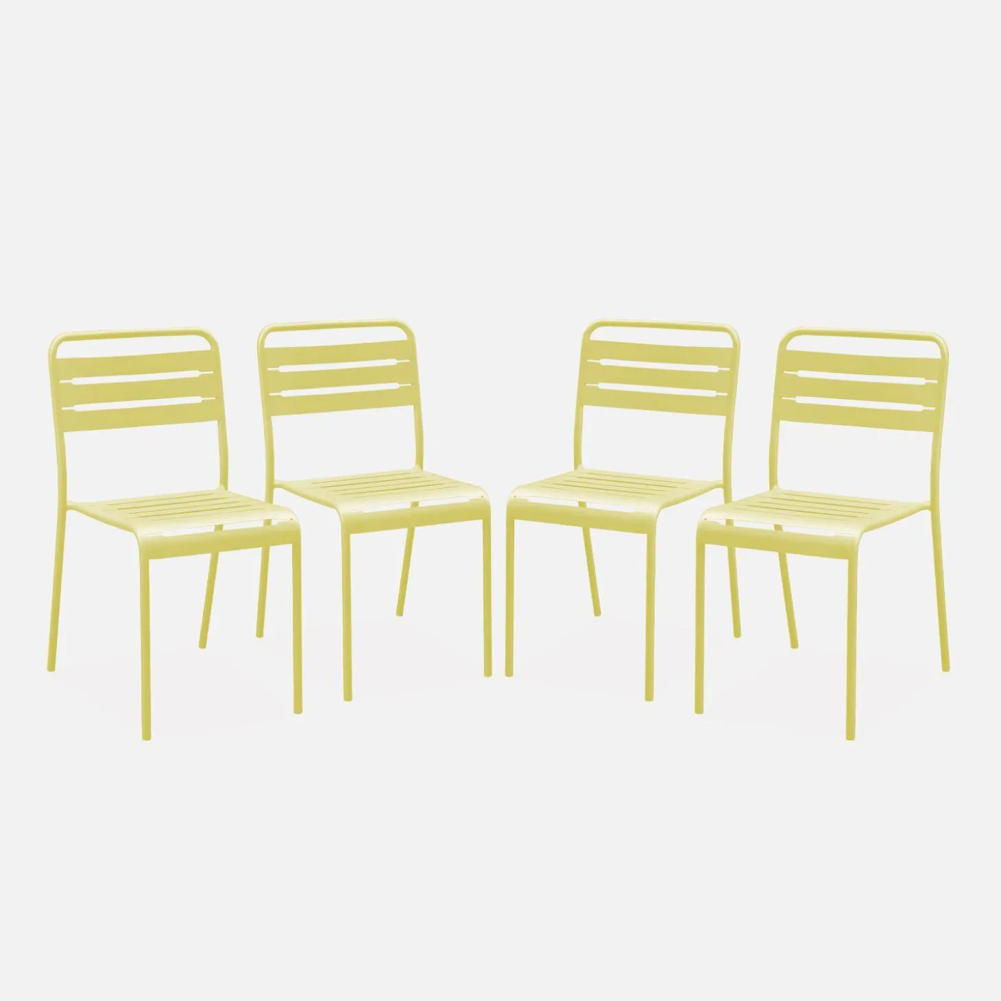 Set of 4 stackable steel garden chairs