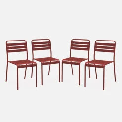 Set of 4 stackable steel garden chairs