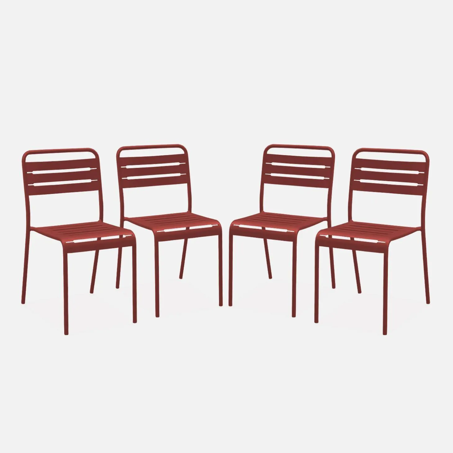 Set of 4 stackable steel garden chairs