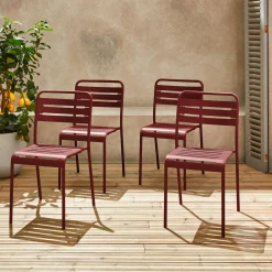 Set of 4 stackable steel garden chairs