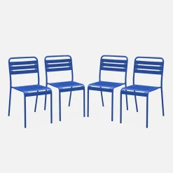 Set of 4 stackable steel garden chairs