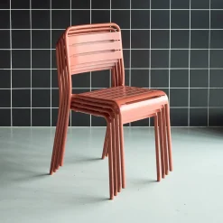 Set of 4 stackable steel garden chairs