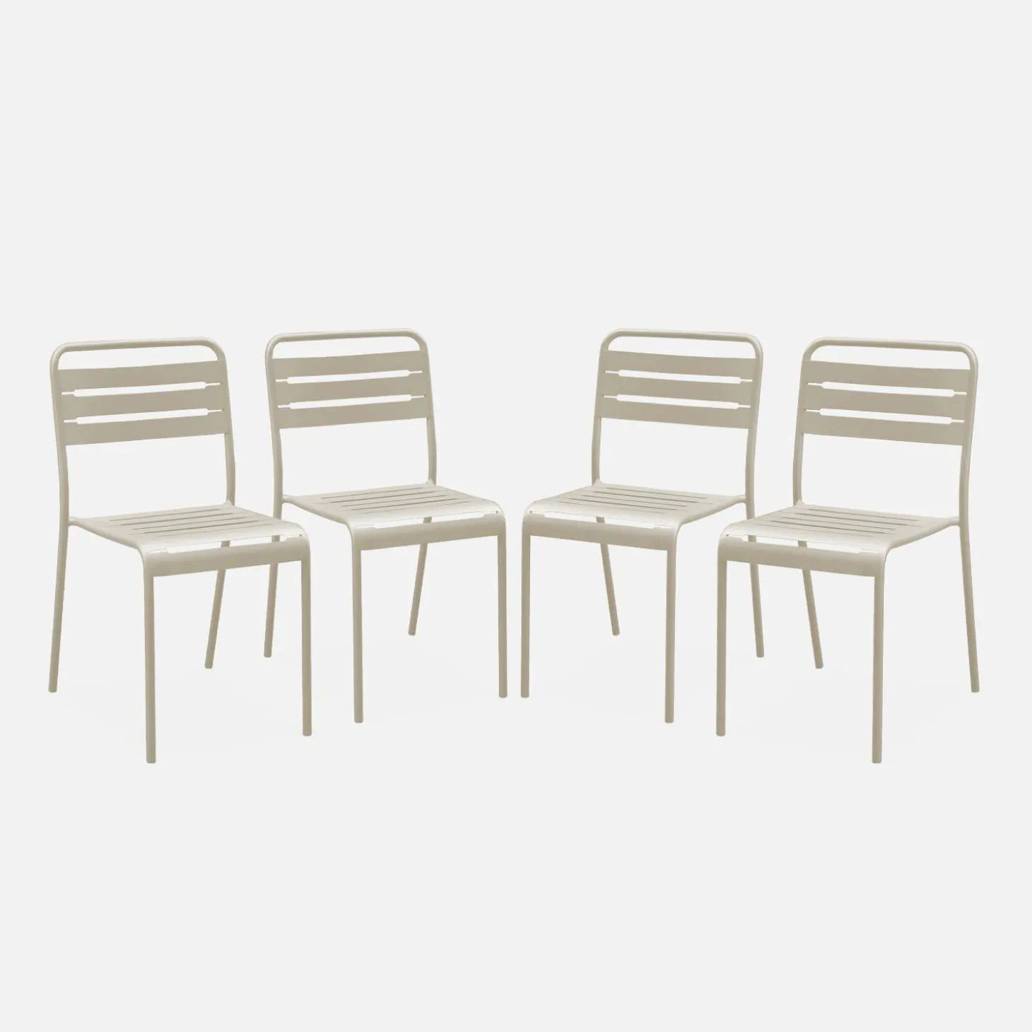 Set of 4 stackable steel garden chairs