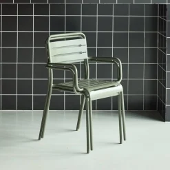 Set of 2 stackable steel garden armchairs