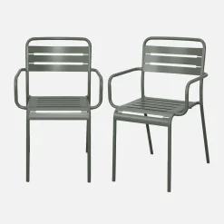 Set of 2 stackable steel garden armchairs