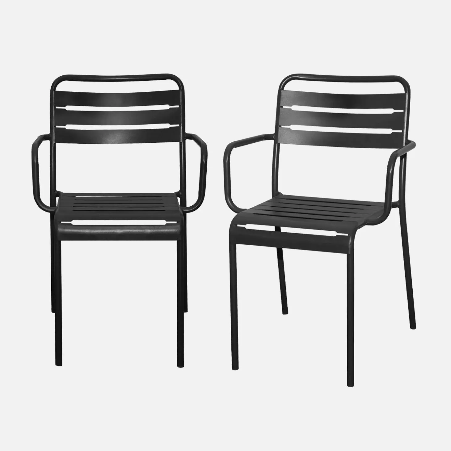 Set of 2 stackable steel garden armchairs