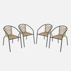 Set of 4 steel and resin garden armchairs