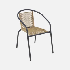 Set of 4 steel and resin garden armchairs