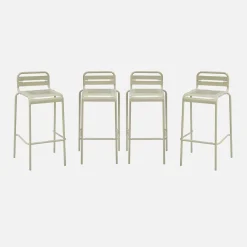 Set of 4 steel and stackable garden high chairs