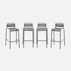 Set of 4 steel and stackable garden high chairs