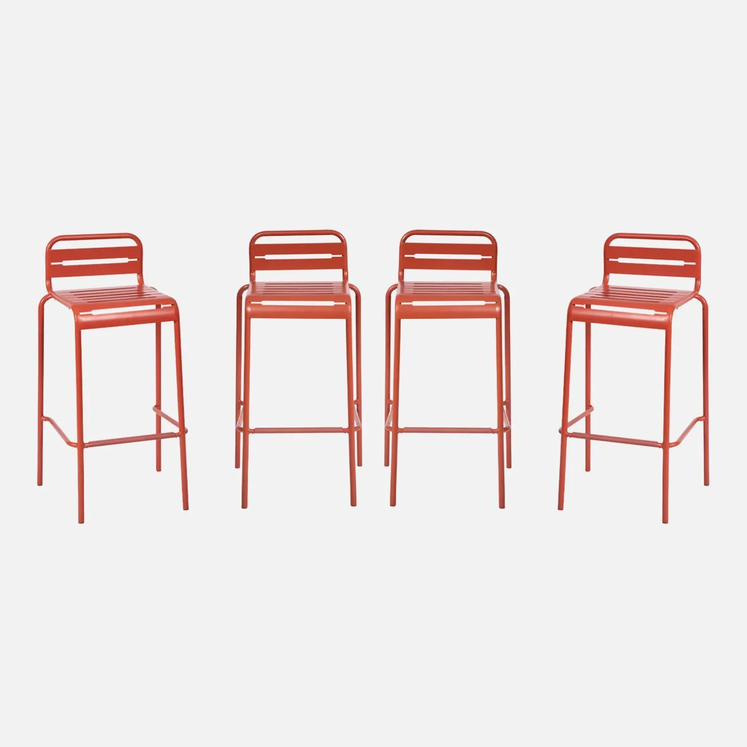 Set of 4 steel and stackable garden high chairs