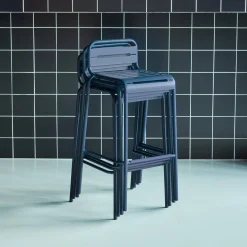 Set of 4 steel and stackable garden high chairs