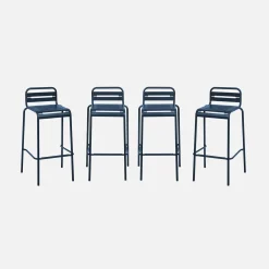 Set of 4 steel and stackable garden high chairs