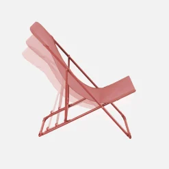 Set of 4 textilene folding sun loungers of steel