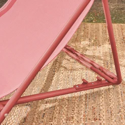 Set of 4 textilene folding sun loungers of steel