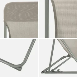 Set of 4 textilene folding sun loungers of steel